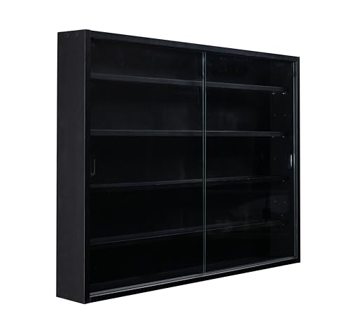 Inter Link - Sammlervitrine - Hängevitrine - Wandregal - Glasvitrine - Wandvitrine - Hängeregal - Schaukasten - MDF - Schwarz (80x60x9.5 cm) Blacklava von Inter Link