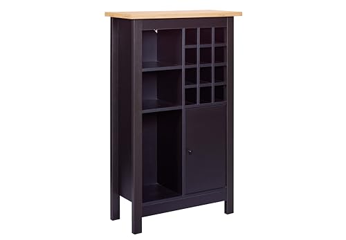 Inter Link - Weinschrank - Flaschenschrank - Küchenschrank - Buffetschrank - für 12 Flaschen - 3 offene Regale - 1 Tür - Helina - Artisan Eiche - Schwarz von Inter Link