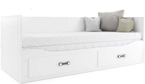 Interbeds Funktionsbett Tagesbett Hermes 200x80cm WEIß + Matratzen und Schubladen von Interbeds