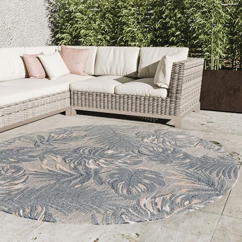 Interiyou Outdoor Teppich Florenz - 320x320 cm Rund Multicolor - Wetterfest & UV-beständig für Balkon, Terrasse und Garten - Flachgewebe Aussenteppich von Interiyou