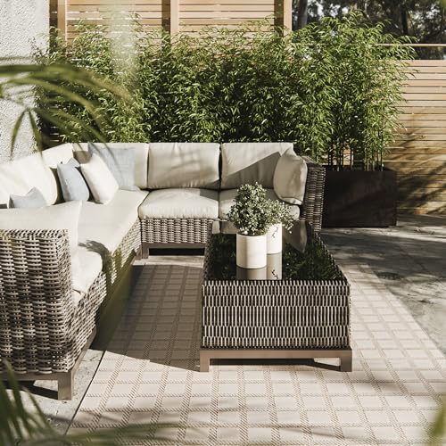 Interiyou Outdoor Teppich Kano - 300x400 cm Creme/Beige - geometrische Muster - Wetterfest & UV-beständig für Balkon, Terrasse und Garten - Flachgewebe Aussenteppich von Interiyou