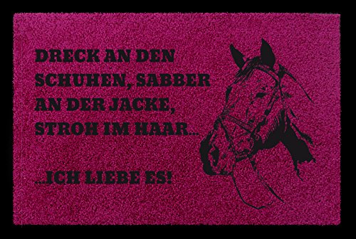 Interluxe FUSSMATTE Eingang Dreck AN DEN Schuhen Pferd Reiten Geschenk Spruch Fuchsia von Interluxe