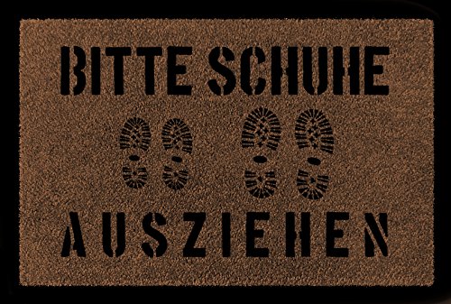 Interluxe FUSSMATTE Schmutzmatte Bitte Schuhe AUSZIEHEN 6 Spruch Flur 60x40cm Viele Farben Braun von Interluxe