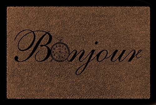 Interluxe FUSSMATTE Türmatte Bonjour Frankreich Gruß Eingang Geschenk Einzug Schmutzmatte Braun von Interluxe