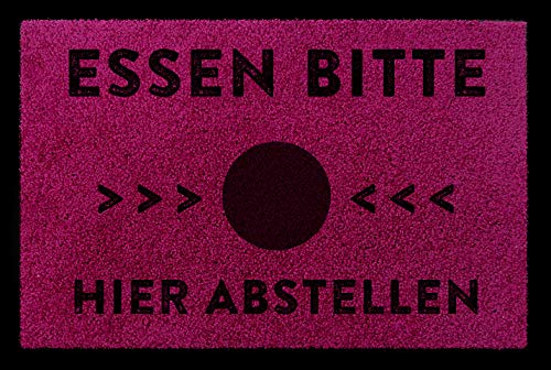 Interluxe Fußmatte mit Spruch - Essen Bitte Hier abstellen - 40x60cm Fussmatte als Geschenk für Gamer, Freunde, Geschwister, Kinder oder Teens (Fuchsia) von Interluxe