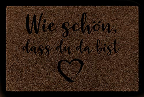 Interluxe Fußmatte mit Spruch -Wie schön, DASS du da bist Herz- 40x60cm Fussmatte als Geschenk Einzugsgeschenk Design Türmatte (Braun) von Interluxe