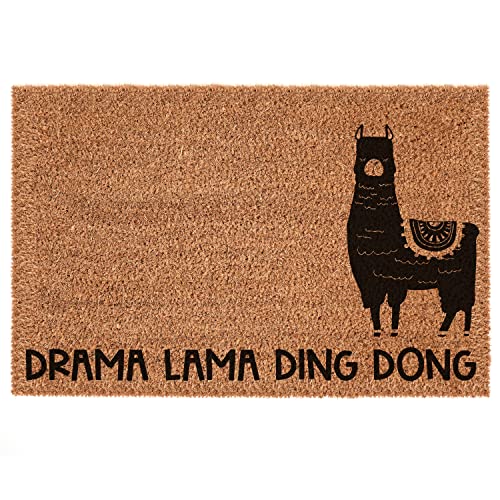 Interluxe Kokosfußmatte - Drama Lama Ding Dong - lustige Fussmatte als Geschenk für den Umzug oder Einzug Türmatte 100% Made in Germany (50 x 70 cm) von Interluxe