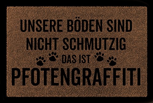 Interluxe SCHMUTZMATTE Fußmatte PFOTENGRAFFITI Hund Tierisch Türmatte Geschenk Einzug Braun von Interluxe