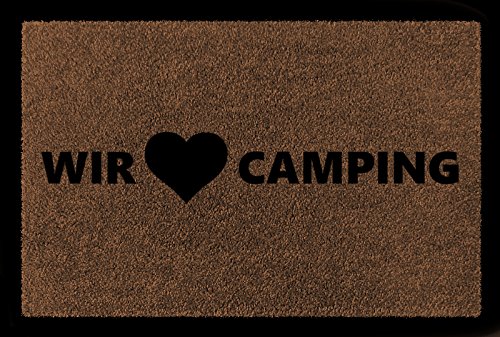 Interluxe SCHMUTZMATTE Fußmatte WIR LIEBEN Camping Hobby Urlaub 60x40 cm Viele Farben Braun von Interluxe