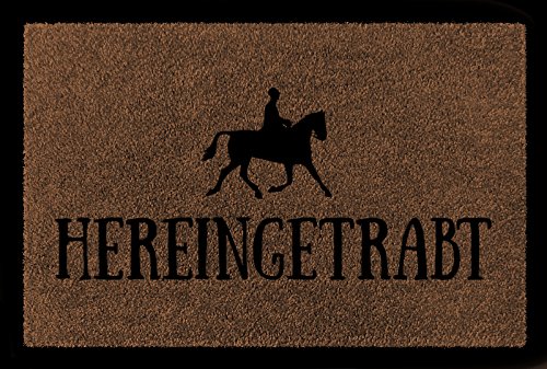 Interluxe TÜRMATTE Fußmatte HEREINGETRABT Hobby Reiten Pferd Stall Türvorleger Geschenk Braun von Interluxe