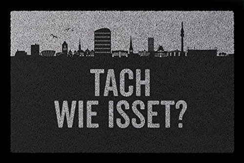 Interluxe SCHMUTZMATTE Fußmatte TACH WIE ISSET Dortmund Stadt Geschenk Gruß Eingang Flur Hellgrau von Interluxe