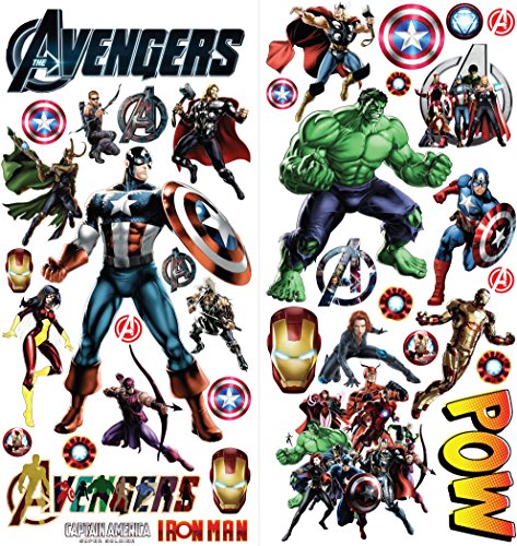 The Avengers personalisierte 3D Cartoon Wandaufkleber für Schlafzimmer Jungen und Mädchen Wandbild Aufkleber Größe: groß 76 cm x 72 cm von Interpaw