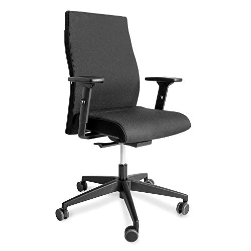 Interstuhl Bürostuhl Drehstuhl 139RS | Business-Stuhl Home-Office-Stuhl Schreibtischstuhl mit Ergonomie: Sitzhöhen- u. Sitztiefenverstellung, Lordosenstütze u.v.m. | Polsterstuhl schwarz von Interstuhl