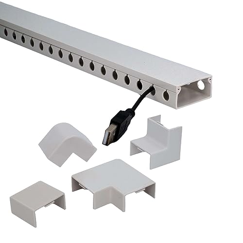 Intirilife 9er-Set Kabelkanäle Kabel-Organizer aus weißem PVC mit je 39 x 4 x 2 cm Größe - Für einfaches Kabel-Management von INTIRILIFE