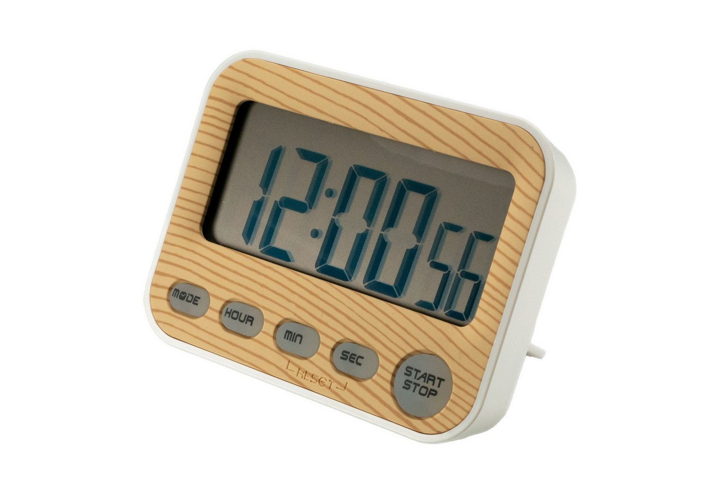 Intirilife Küchentimer Digitaler Timer Küchenuhr Kurzzeitmesser in Holzoptik mit LCD Display von Intirilife