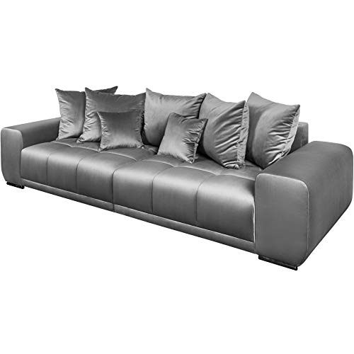 Invicta Interior Elegantes XXL Sofa ELEGANCIA 280cm Silbergrau Samt inkl. Kissen Couch Big Sofa von Invicta Interior