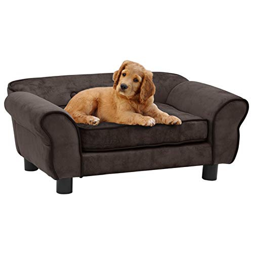 Irfora Hundesofa Hundecouch Hundebett Katzensofa Haustiersofa für Kleine Mittlere Hunde Katzen Haustier, Braun Plüsch 72x45x30 cm von Irfora