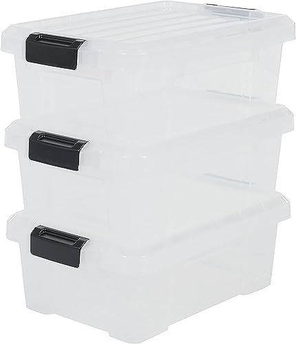 Iris Ohyama, 3er-Set, Aufbewahrungsbox, DIY, 12.5 L, mit Clips, stapelbar, Garage - Power Box SK-130 - Transparent von Iris Ohyama