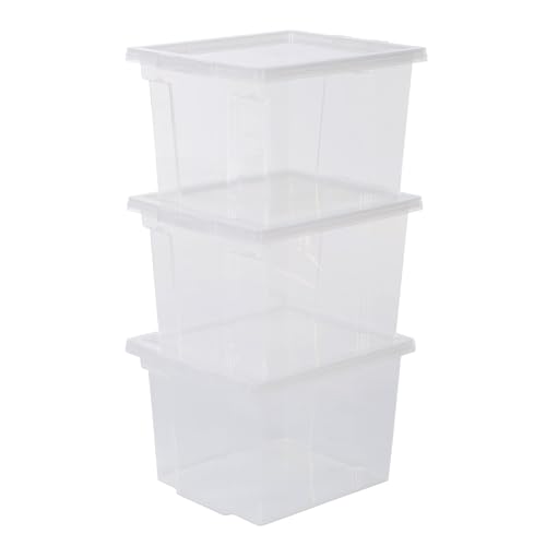 Iris Ohyama, 3er-Set, Aufbewahrungsboxen, 10 L, mit Deckel, stapelbar, Garage, Schlafzimmer, Wohnzimmer - Useful Storage Box USB-S - Transparent von Iris Ohyama