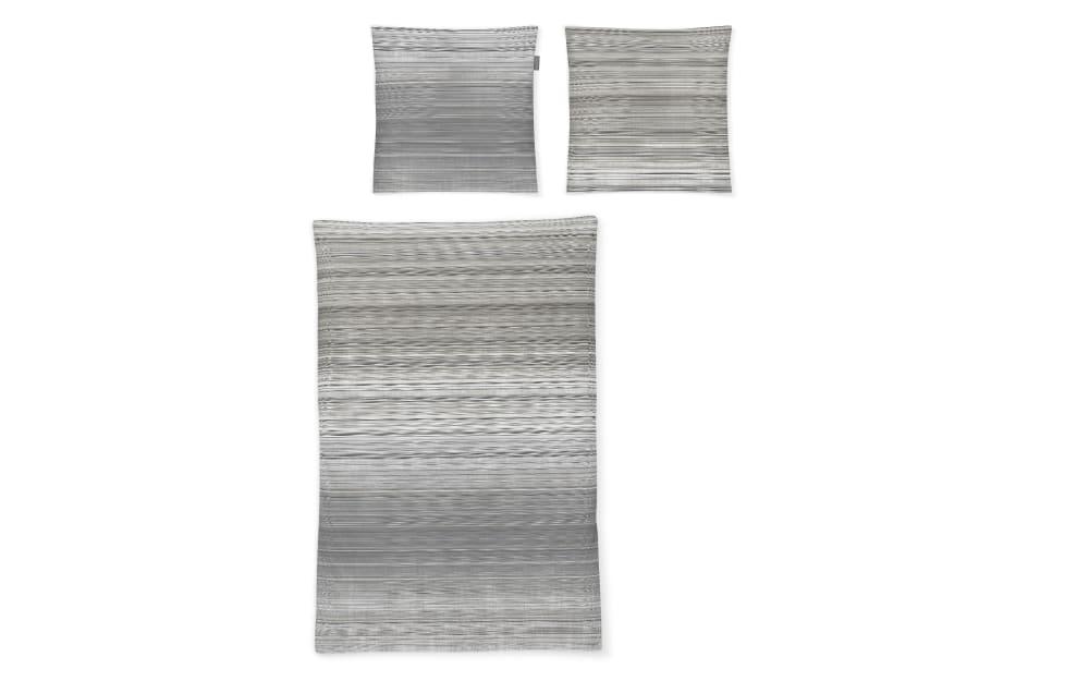Bettwäsche Mako-Satin Sky, Streifen, grau, 135 x 200 cm von Irisette