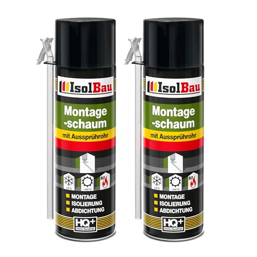 Isolbau B2 Montageschaum mit Aussprührohr - 2 x 500 ml PU-Bauschaum für Montage, Isolierung, Abdichtung, Innen & außen Isolbau B2 Montageschaum mit Aussprührohr - 2 x 500 ml PU-Bauschaum für Montage, Isolierung, Abdichtung, Innen & außen von Isolbau