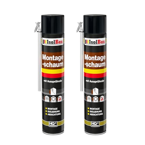 Isolbau Bauschaum B2 Montageschaum mit Aussprührohr - PU-Pistolenschaum Adapterschaum für Montage, Isolierung, Abdichtung, Innen & Außen - 2 x 750 ml Isolbau Bauschaum B2 Montageschaum mit Aussprührohr - PU-Pistolenschaum Adapterschaum für Montage, Isolierung, Abdichtung, Innen & Außen - 2 x 750 ml von Isolbau