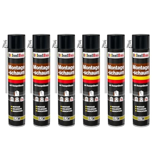 Isolbau Bauschaum B2 Montageschaum mit Aussprührohr - PU-Pistolenschaum Adapterschaum für Montage, Isolierung, Abdichtung, Innen & Außen - 6 x 750 ml Isolbau Bauschaum B2 Montageschaum mit Aussprührohr - PU-Pistolenschaum Adapterschaum für Montage, Isolierung, Abdichtung, Innen & Außen - 6 x 750 ml von Isolbau