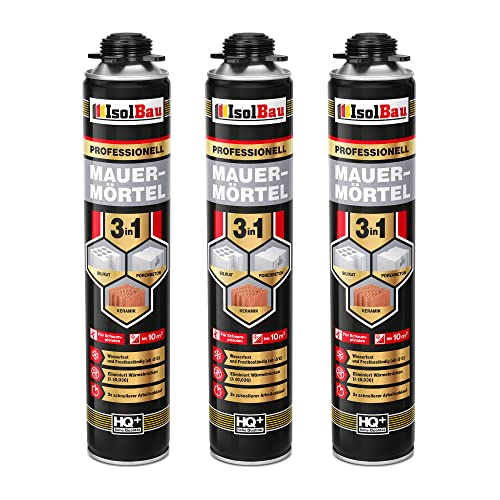 Isolbau Mauermörtel 3 x 750ml Pistolenschaum Montageschaum Klebeschaum 3 in 1 PU-Mörtel Isolbau Mauermörtel 3 x 750ml Pistolenschaum Montageschaum Klebeschaum 3 in 1 PU-Mörtel von Isolbau