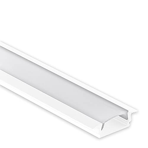 Isolicht Einbauprofil für LED Streifen | 6 Meter inkl. Abdeckung | LED Band, LED Stripe, LED Strip (Weiß - inkl. milchiger Abdeckung, 6 Meter (3x2 Meter)) von Isolicht