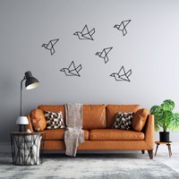 Metall Wandkunst Origami Kranich Set Vogel Geometrisch Vögel Schwarz Schild Hängend Stahlschild Dekor von IstanbulStores