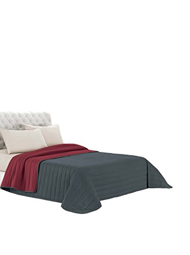 Italian Bed Linen Elegant Sommer Steppdecke bordeaux/dunkel grau, 100% Mikrofaser, 220x270cm von Italian Bed Linen