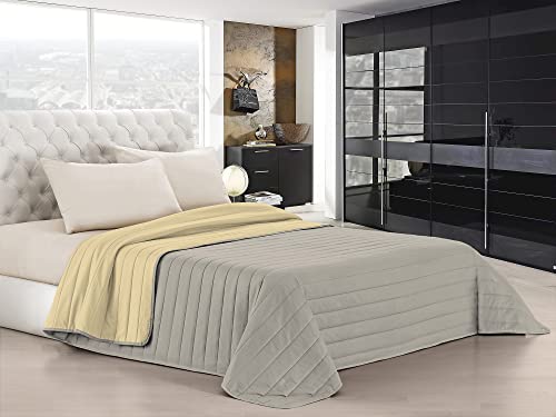 Italian Bed Linen Elegant Sommer Steppdecke creme/hell grau, 100% Mikrofaser, 220x270cm von Italian Bed Linen