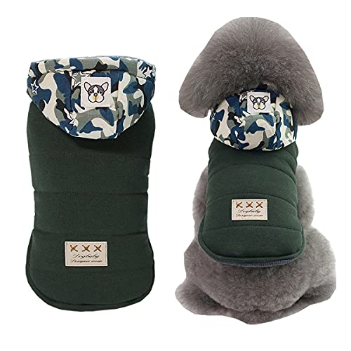 Hundemantel Kaltwettermantel Winddichte Jacke Fleece Warme Hunde Hoodies Tarnkappe Winter Dicke Kleidung Hundemantel für Kleine Hunde Mittlere Katze von Izefia