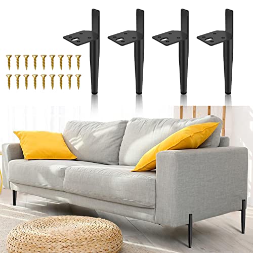 Izrielar 4er Set Möbelfüße, Metall Möbelbeine Höhe 15cm, Schwarz Tischbeine Belastbar bis 600 Kg, Sofafuß Ersatz Schrankfüße für TV-Schrank, Couchtisch, Bett und Sofa von Izrielar