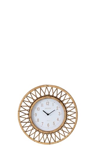 J-Line Wanduhr Wonder – Rattan/Sperrholz – Natur/Weiß – Small von J-Line