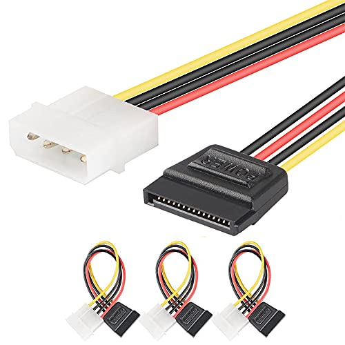 J&D [3er Packung] SATA 15 pin auf 4 pin LP4 Molex Stromleitungsadapter-15cm von J&D