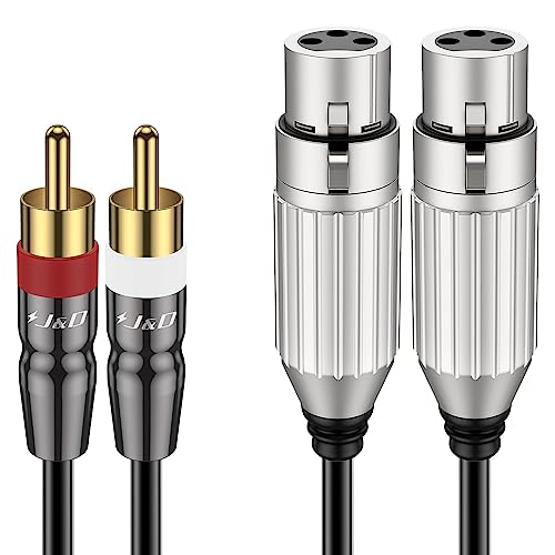 J&D 2 Cinch Stecker zu 2 XLR Buchse Kabel, Unbalancierte Dual XLR zu Cinch HiFi Audio Kabel Stereo Audio Verbindungskabel Stecker PVC Shelled Cinch Kabel für Lautsprecher Kondensator Mic Mixer AMP von J&D