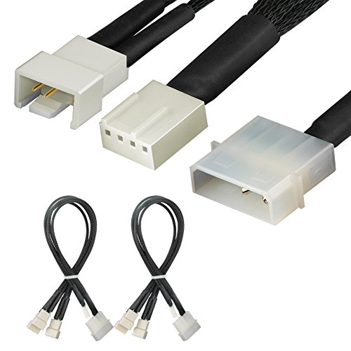 J&D 2er Pack 4 Pin Molex auf 3x PWN Fan Splitter Kabel - 30cm von J&D