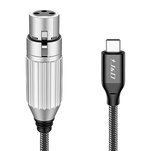 J&D USB C zu XLR Mikrofon Audiokabel, Geflochtenes USB C zu XLR Buchse Mikrofonkabel für Audioaufnahmen, Dynamisches Mikrofon, Kompatibel für iPhone 15/15 Plus/15 Pro/15 Pro Max, MacBook, PC, 2 m von J&D