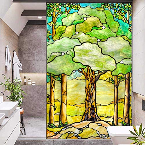 J4U Fensterfolie Sichtschutz Baum des Lebens Dekorativer Fensteraufkleber kein Kleber Statisch Fensteraufkleber Fensteraufkleber Fensterabdeckung für Zuhause/Büro 60 x 180 cm von J4U