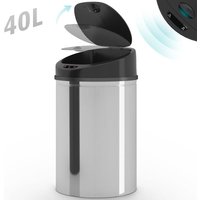 Mülleimer mit Sensor - 40 Liter, Wasserdicht, mit Klemmring, aus Edelstahl, für Küche, Bad, Büro, Handfrei, Silber - Sensor-Mülleimer, Abfalleimer, von JAGO