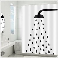 Duschvorhänge, Anti-Schimmel-Duschvorhang, Wassertropfen-Muster, Duschvorhang, 180 x 180 cm, Weiß Schwarz, Duschvorhänge, Anti-Schimmel-Duschvorhang, Wassertropfen-Muster, Duschvorhang, 180 x 180 cm, Weiß Schwarz, von JALLERIA