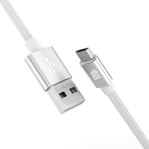 JAMEGA – 0,5m Premium Micro USB Kabel | Nylon geflochtenes USB Ladekabel Datenkabel für Micro USB Geräte kompatibel mit Samsung, HTC, Huawei, Sony, Nokia, Kindle, PS4 XBOX Controller – Weiß von JAMEGA