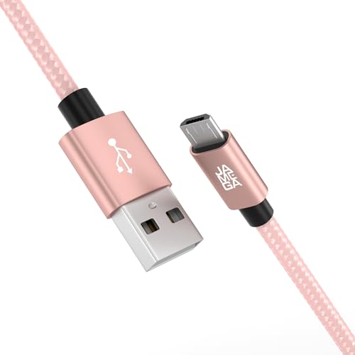 JAMEGA – 1m Premium Micro USB Kabel | Nylon geflochtenes USB Ladekabel Datenkabel für Micro USB Geräte kompatibel mit Samsung, HTC, Huawei, Sony, Nokia, Kindle, PS4 XBOX Controller – RoseGold von JAMEGA