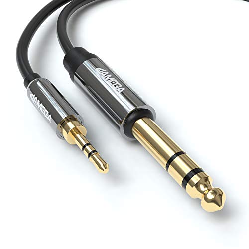 JAMEGA- 3.5mm Klinke auf 6.35mm Klinke Kabel 2m | 6,35mm Klinkenstecker auf 3,5mm Klinkenstecker Aux Adapter Stereo Audio Kabel kompatibel mit Gitarre, Mischpult, Mikrofon, Recorder, Verstärker usw. von JAMEGA