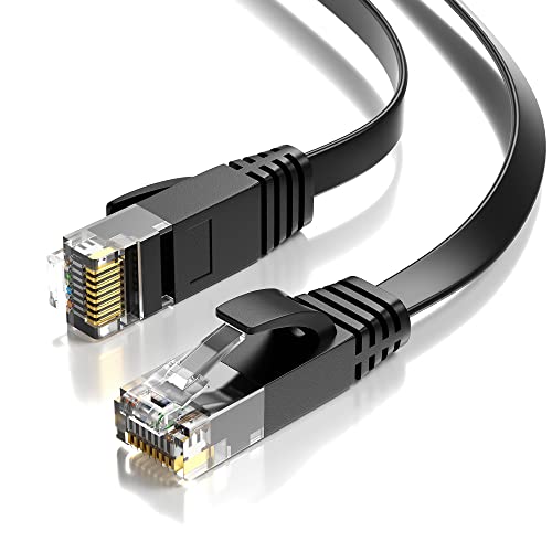 JAMEGA - 4m CAT.7 Netzwerkkabel Flach Ethernet Kabel Patchkabel in Schwarz | Gigabit Lan 10Gbit/s | 600MHz | Cat-7 Rohkabel U/FTP PIMF Schirmung mit RJ45 Stecker | Router Switch Modem von JAMEGA