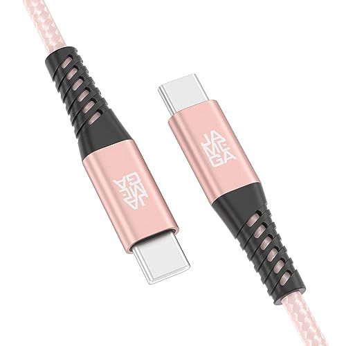 JAMEGA - USB Typ C Kabel Rosegold 1m | USB C Ladekabel und Datenkabel Fast Charge Snyc USB C Stecker auf USB C Stecker kompatibel mit iPhone 15 Pro Max iPad Pro Air Samsung Macbook Tablets Huawei uvm. von JAMEGA