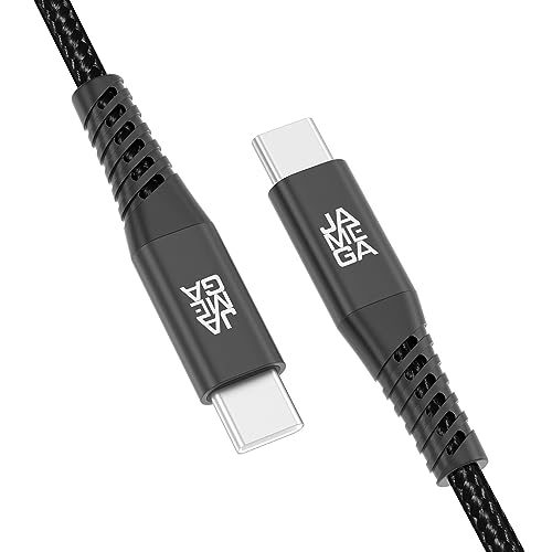 JAMEGA - USB Typ C Kabel Schwarz 1m | USB C Ladekabel und Datenkabel Fast Charge Snyc USB C Stecker auf USB C Stecker kompatibel mit iPhone 15 Pro Max iPad Pro Air Samsung Macbook Tablets Huawei uvm. von JAMEGA