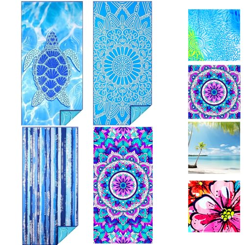 JAODFK 4 PCS Strandtuch Mikrofaser Beach Towel Badetuch Sandfrei XXL Schnelltrocknend Strandhandtuch Damen Groß Strandtücher Sommer Zubehör Handtuch Strand Mädchen Geschenke für Damen 180 * 90 Stil B von JAODFK