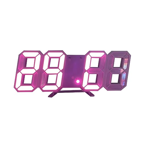 JAWSEU 3D LED Wanduhr, Wanduhr Digital 3D LED Wecker 3D Uhr Dimmbar Snooze Modern 12/24 Nachtlicht Home Decor Snooze No Noise Uhr Wecker Digital Wecker Büro Küche Schlafzimmer Wohnzimmer von JAWSEU